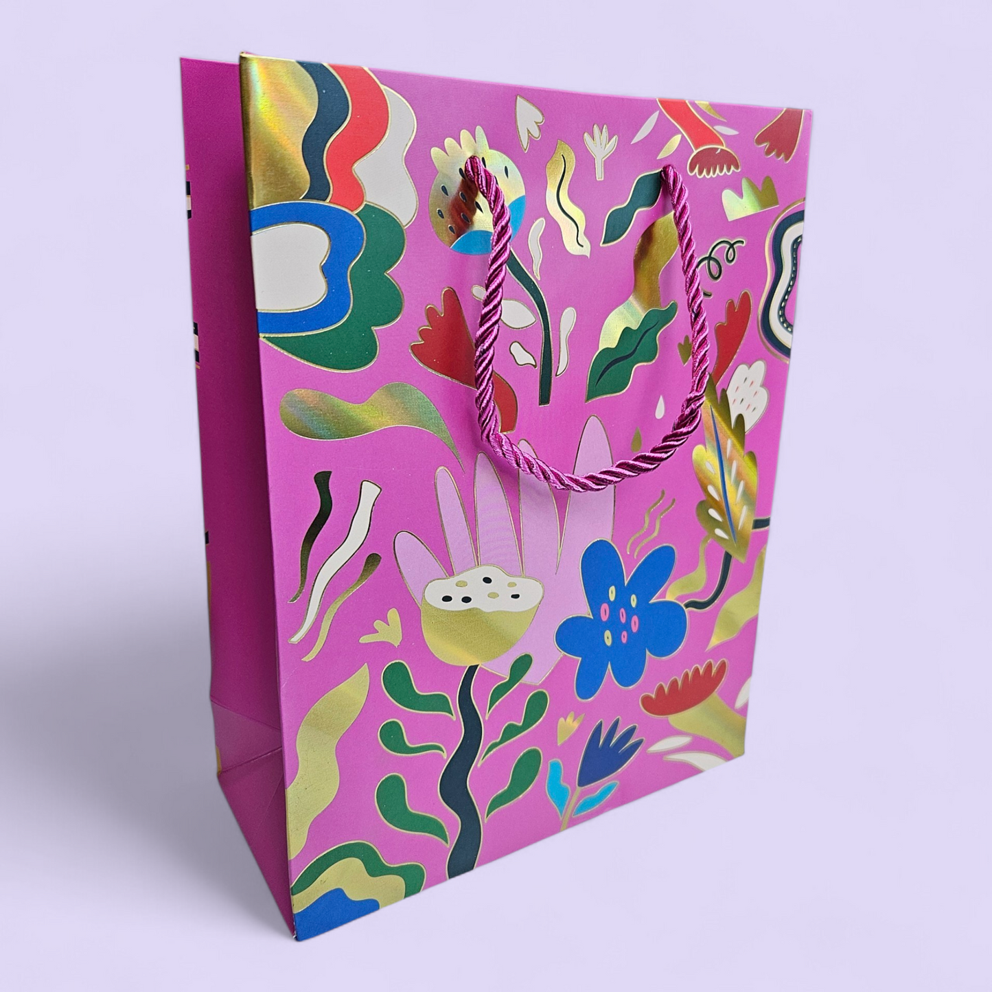 Bold Floral gift bag/ goodie bag(No.1971) golden retro effect