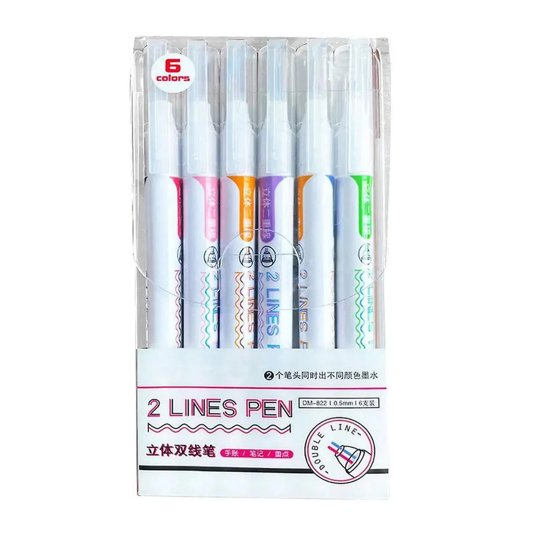 2 Lines Pen Pack Of 6