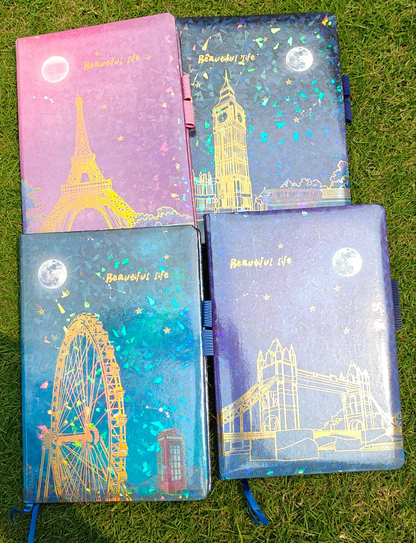Holographic neon notebook