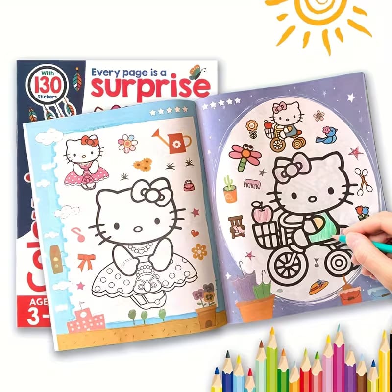 Fine quality pages for coloring book with stickers