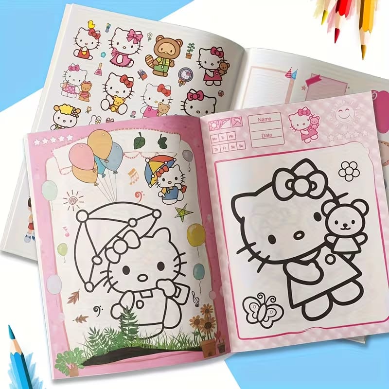 Fine quality pages for coloring book with stickers