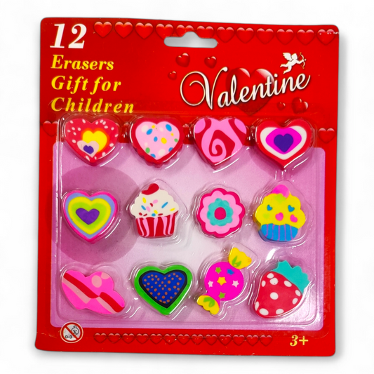 Heart Shape Eraser Pack Of 12 #956 (12-1)