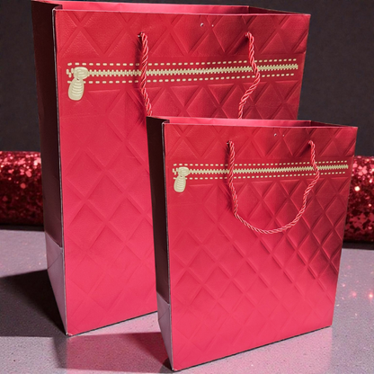 Zip design gift/ goodie bag (2185) quilted cardboard