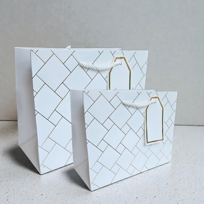 Golden lines gift / goodie bag cardboard with tag (no. 1401) horizontal design