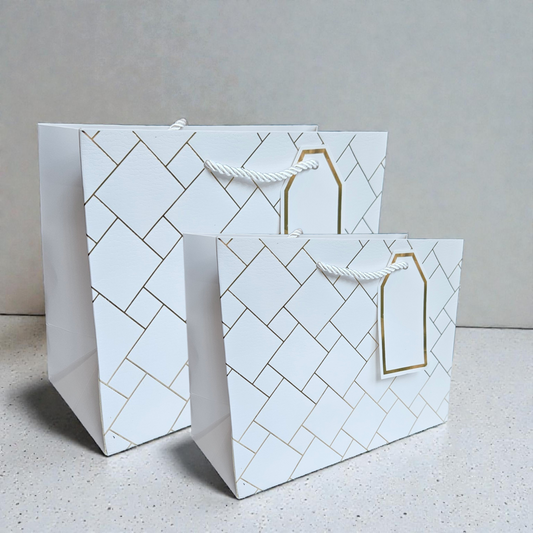 Golden lines gift / goodie bag cardboard with tag (no. 1401) horizontal design