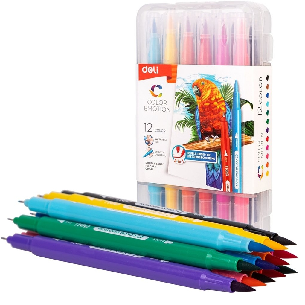 Deli Dual Tip Felt Pen 12 Pcs (C10304)