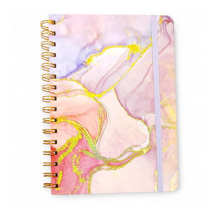 Note Book Gold Foil Spiral Marble Design #1801-4