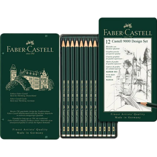 Faber Castell 9000 Degree Pencil Tin Set Of 12 (9064)