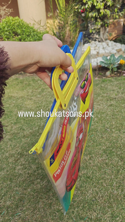 Clear zipper folder bag for kids (8095) CARS