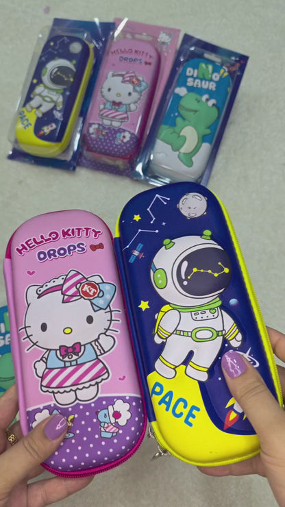 Zipper Fiber Pencil Pouch Hello Kitty (Geometry Case) # 5801