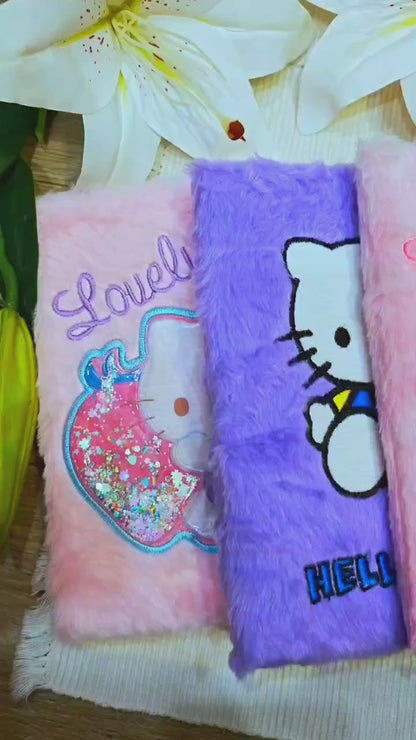 Fancy Note Book Journal A5 Furr Hello Kitty Purple Single Piece