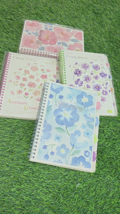 Floral A5 spiral notebook with separtors