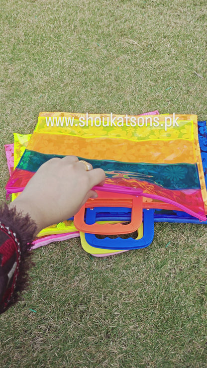 Clear zipper folder bag with handles (8095) flower