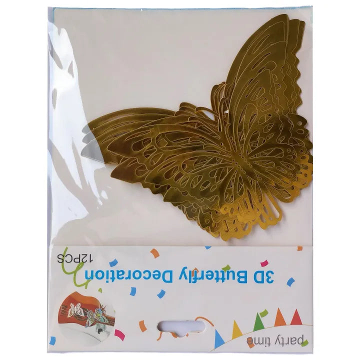 3D GOLD butterfly stickers 12 pcs