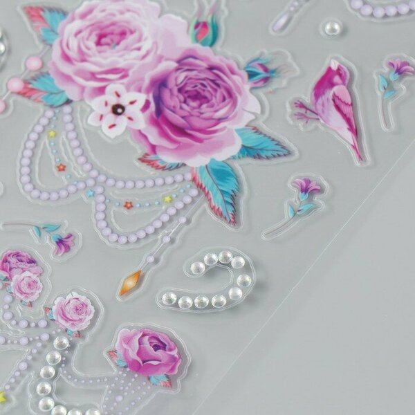 Pinteresty stickers single sheet with rhinestones ribbon n floral series