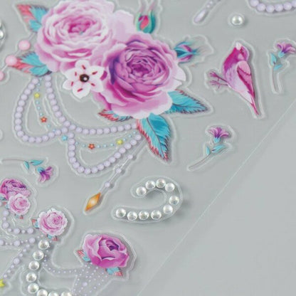 Pinteresty stickers single sheet with rhinestones ribbon n floral series