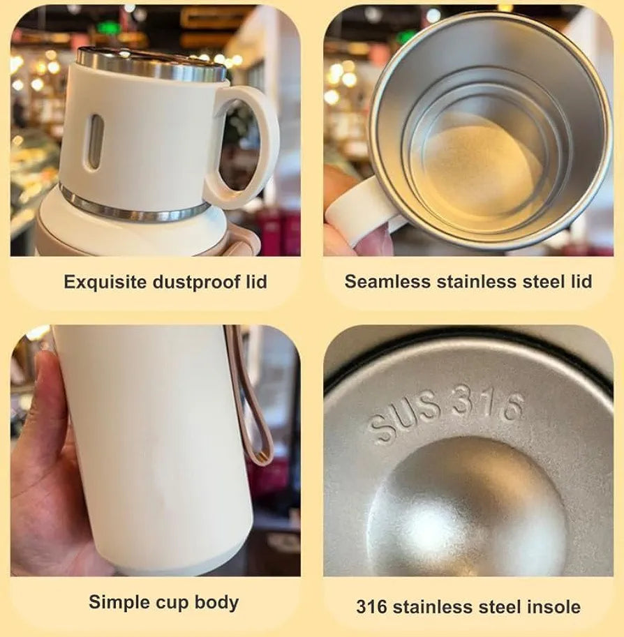 Floral thermos with 7 layer temperature lock technology ft aesthetic steel cup