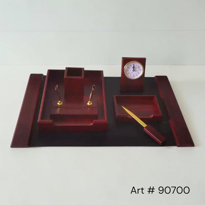 Wooden Desk Stationery 7 Pcs Set With Table Matt # 90700