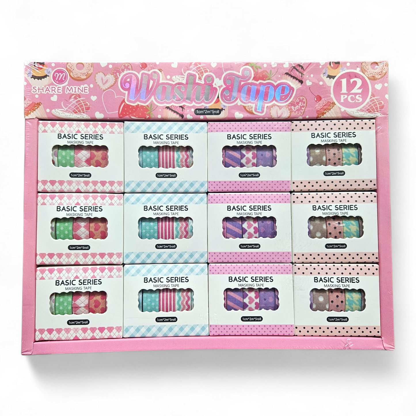 Washi Tape basic series 1 cm size of 5 rolls