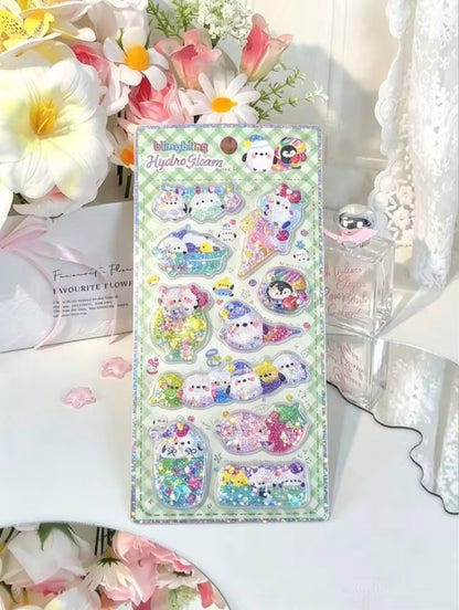 3D water-filled glitter shaker epoxy stickers
