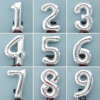Silver foil Birthday balloons numbers 16 inches