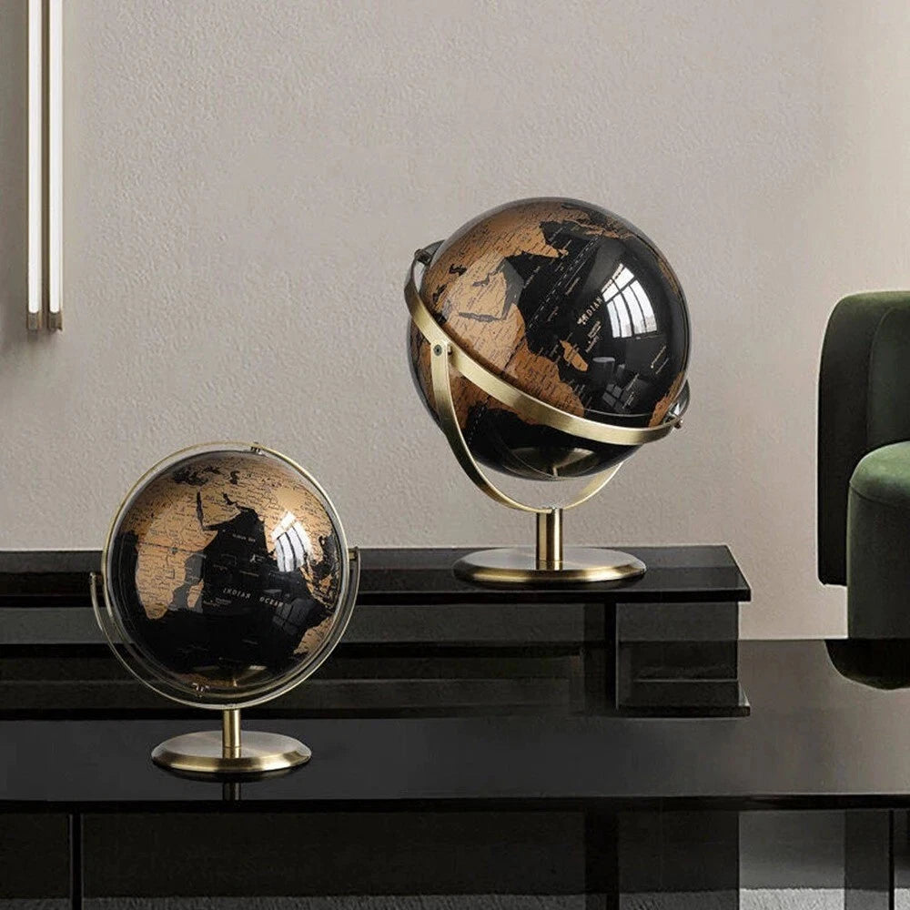 World Globe 20Cm (8") Black & Cooper Fine Metal Base