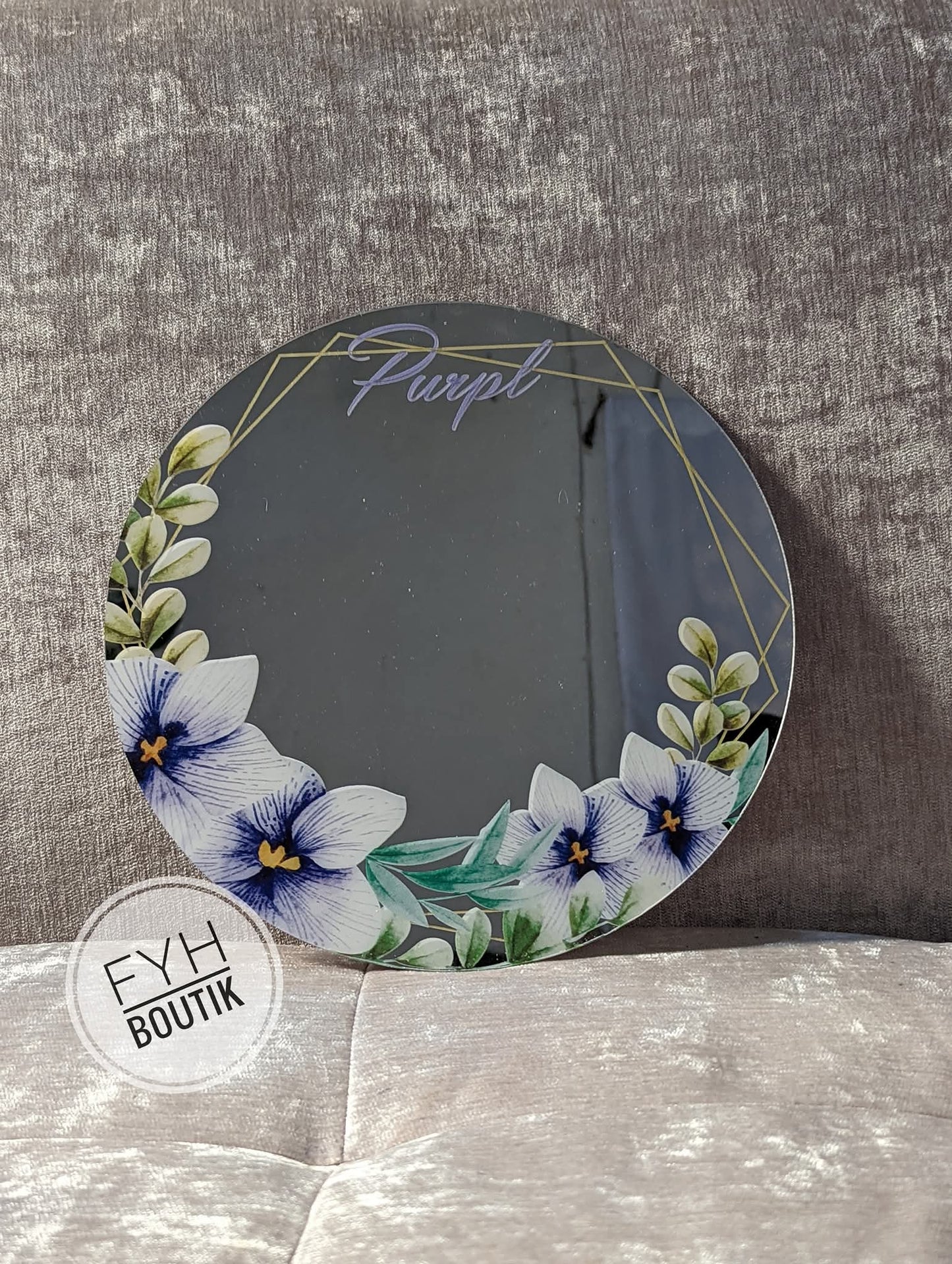 Mirror sticker with printed borders 15cm diameter