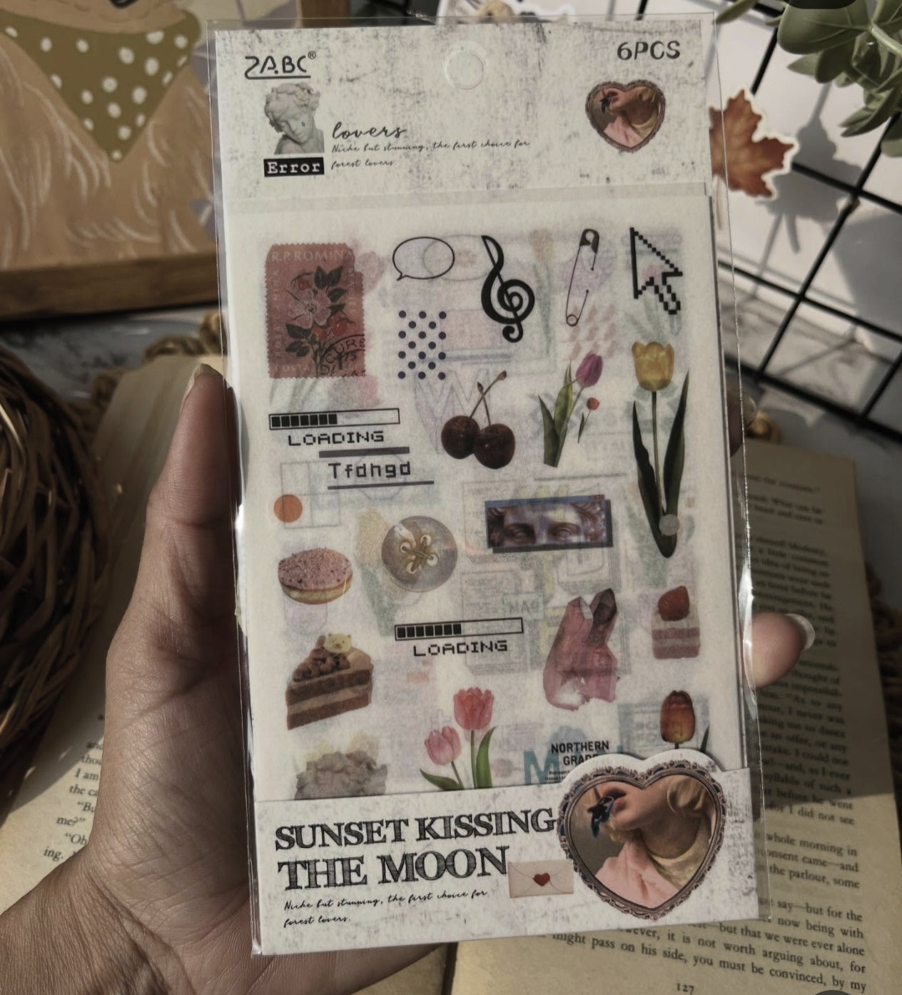 Sunset kissing the moon stickers in 6 sheets (ZJWD)