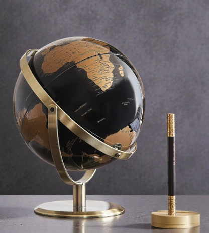 World Globe 20Cm (8") Black & Cooper Fine Metal Base