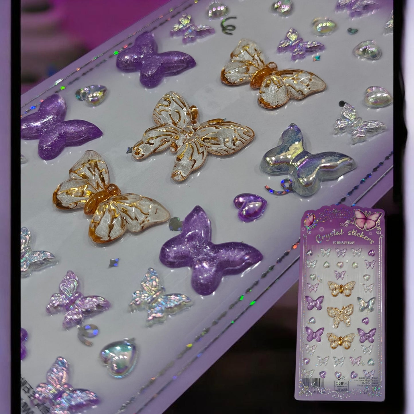 Butterfly gemstone crystal stickers DIY nails, face & body
