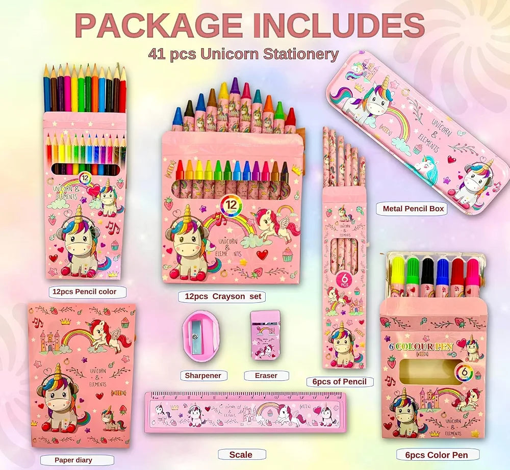 STATIONERY SET 9 PCS # 8001 UNICORN / FROZEN