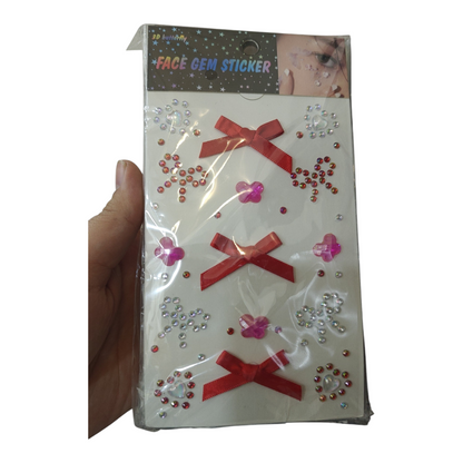 Bow stickers with jewels for face, body, nails, hair rhinestones