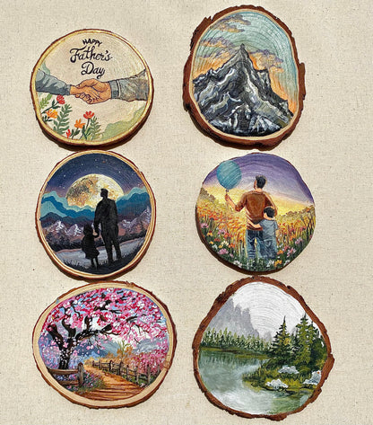 Hand painted wooden coaster
