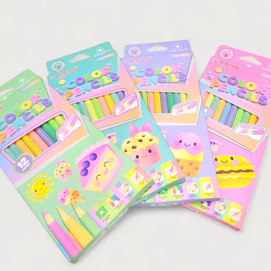 Pastel Color Pencils 12 Pcs Card Board