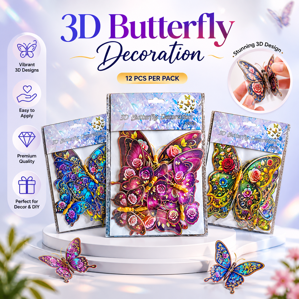 3d magnetic and sticker butterfly