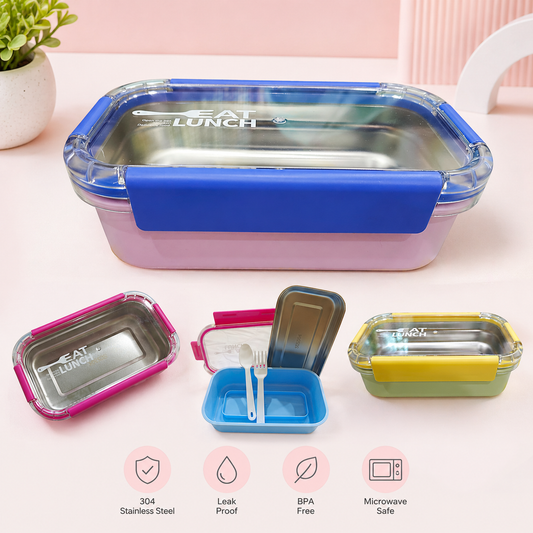 Stainless steel lunchbox with spoons (6906)