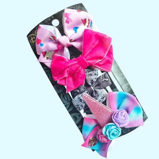 Unicorn hairbows pack of 4