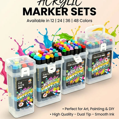 Dual-Tip Acrylic Markers for Multi-Surface Use (huihuajia)