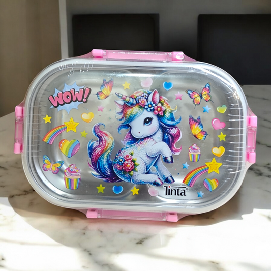 Unicorn stainless steel lunchbox with 2 comaprtments