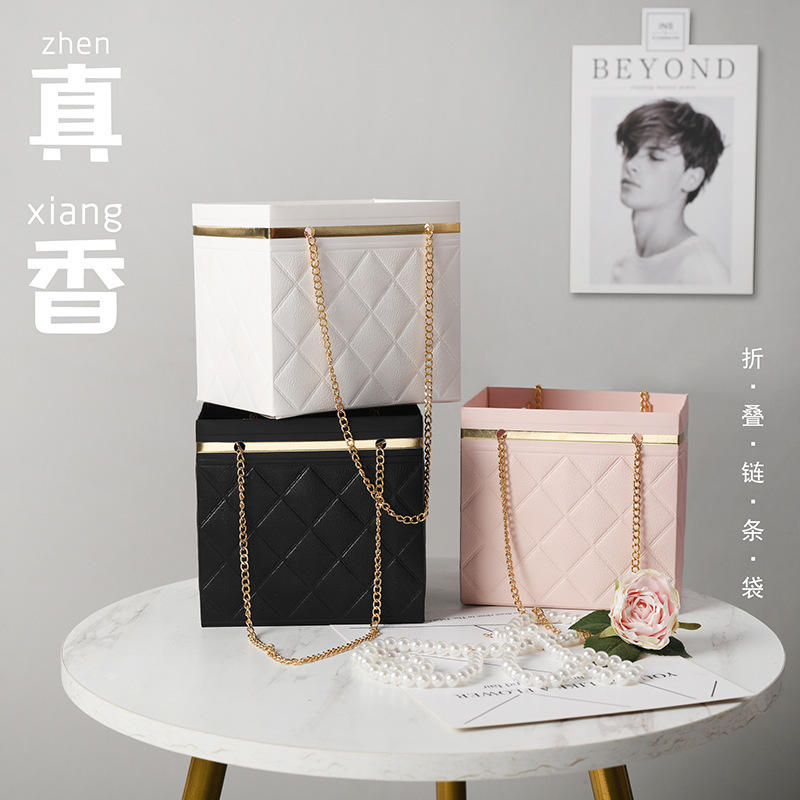 Multipurpose Gift bags / flower gift box with golden chain (removable flower stand from inside)