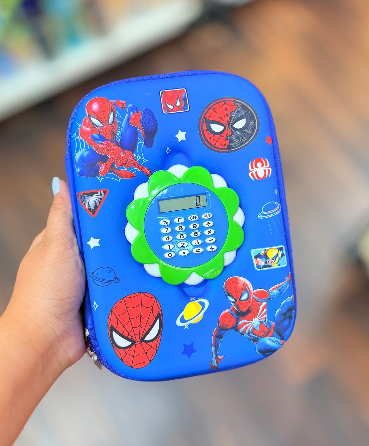 Spiderman pencil case with in-built calculator