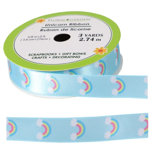 Imported ribbon with clouds & Rainbow, 3 yards, 2.7cm width