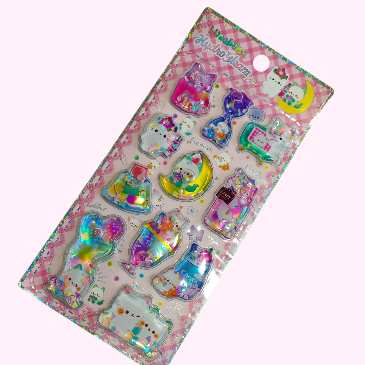 3D water-filled glitter shaker epoxy stickers