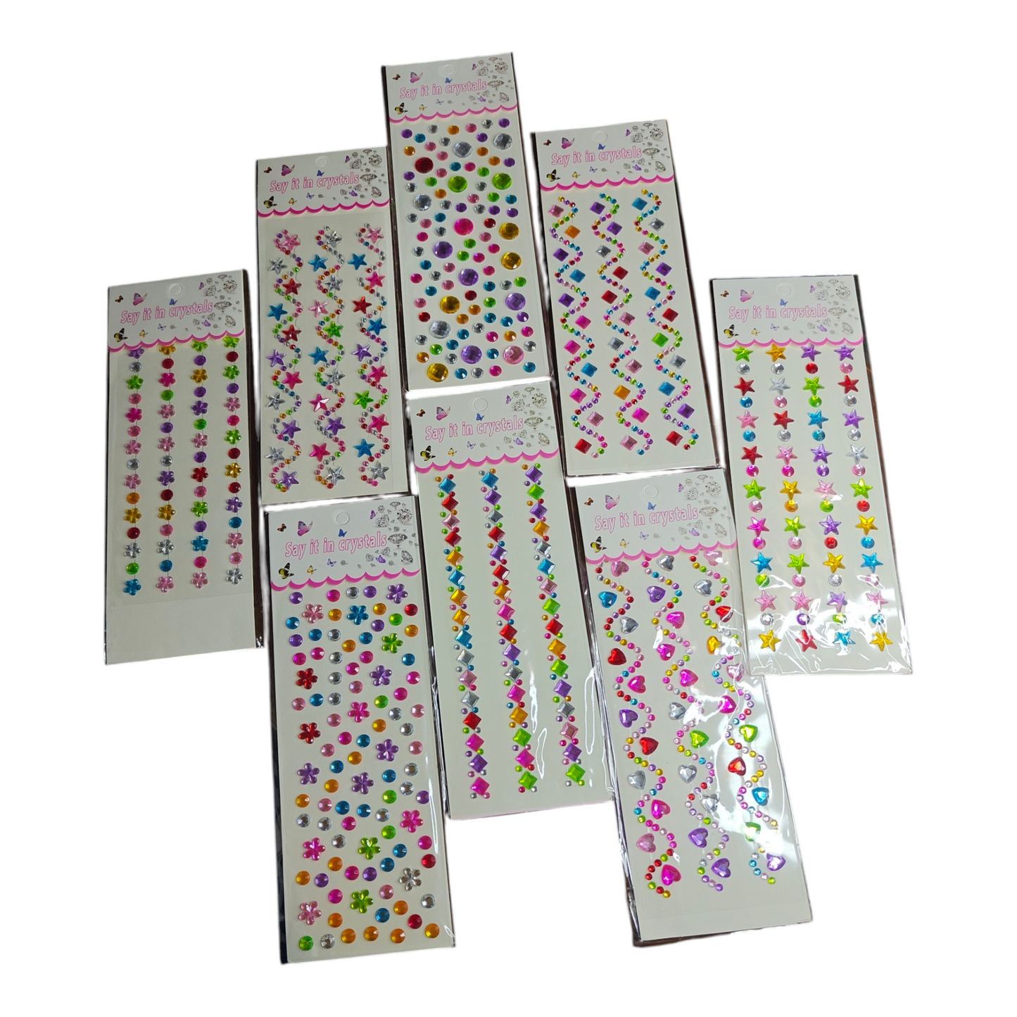 Multicoloured rhinestones
