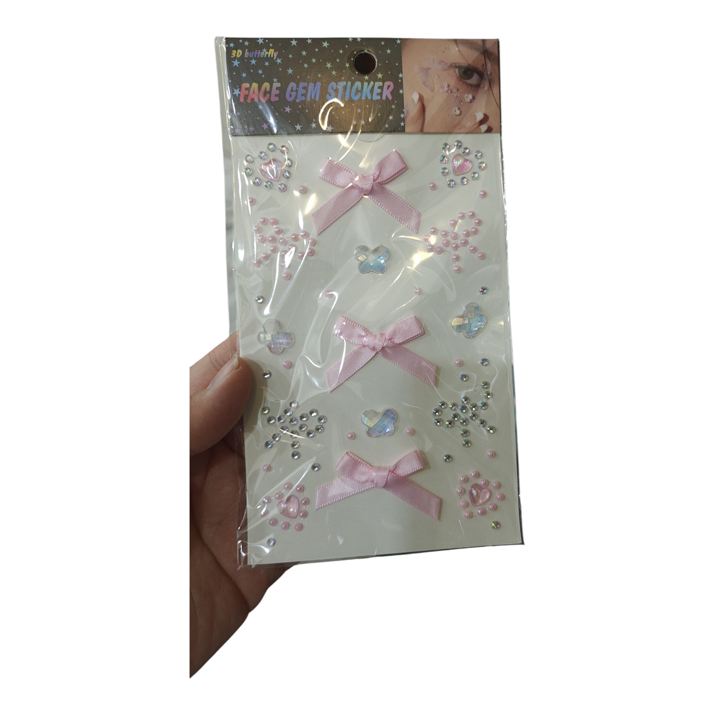 Bow stickers with jewels for face, body, nails, hair rhinestones