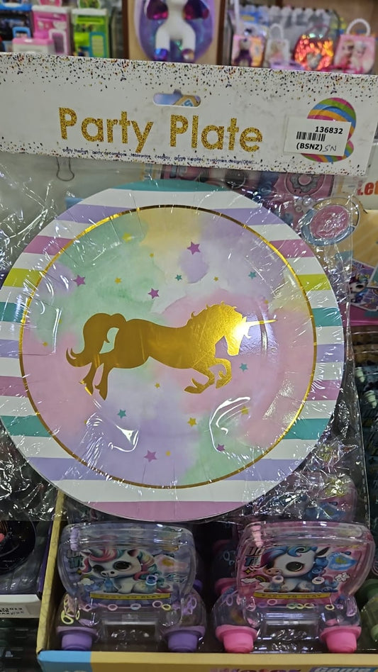 Unicorn party paper plates