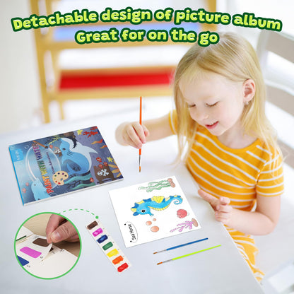 DIY water paint coloring book with brush and detachable pages