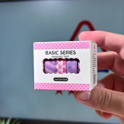 Washi Tape basic series 1 cm size of 5 rolls