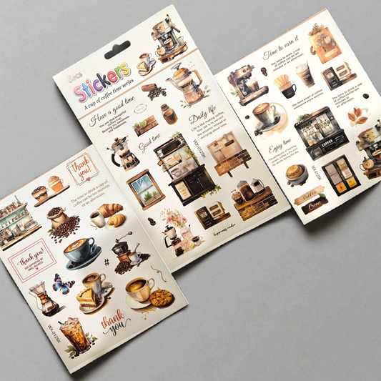 3 coffee sticker sheets
