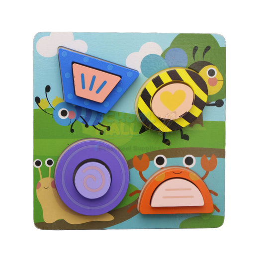 Wooden shapes puzzle in insects form